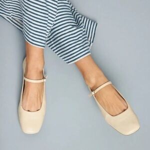 Zara Cream Mary Jane Ballet Flats 7